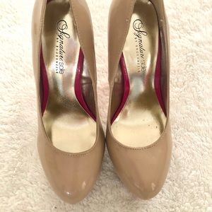 Nude and pink bottom heels